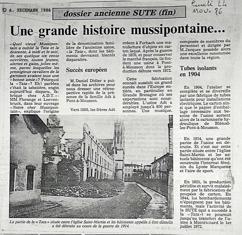 Destruction de l'ancienne S.U.T.E