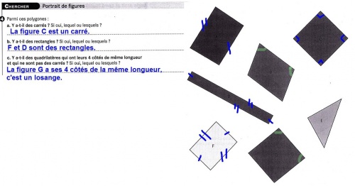 Géométrie: reconnaître carré, rectangle et losange