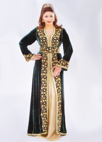 Takchita-marocain-pas cher et haute couture une collection de 2015 pour les mariages marocaines verte-TAK-S867