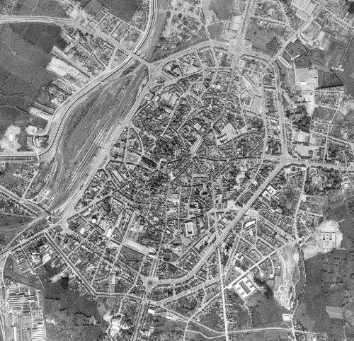 Mons - centre-ville en 1971 (geoportail.wallonie.be)