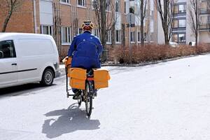 working bicycle postman city street 