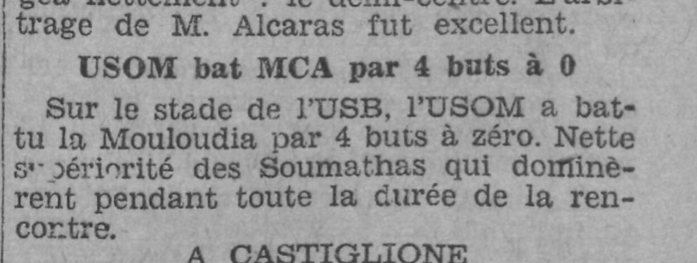 Dimanche 30.10.1932 Coupe AFN à Blida USOM-MCA 4-0