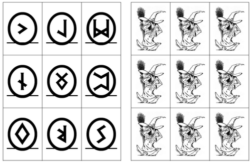 Le runes de la sorcière, jeu mémoire, CP, Ce1