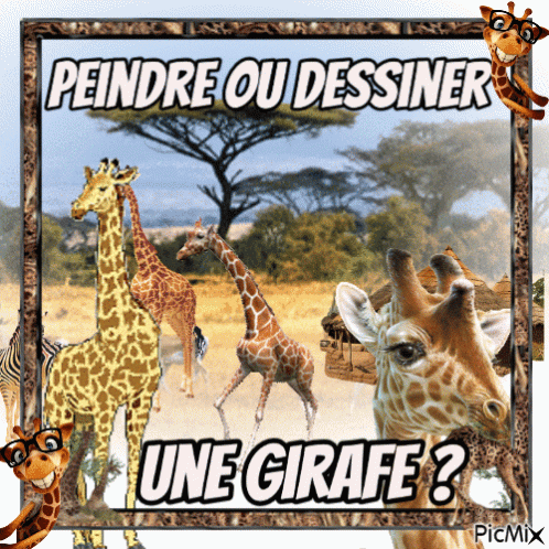 Dessin et peinture - vidéo 3540 : Comment dessiner ou peindre une girafe ? - fusain et