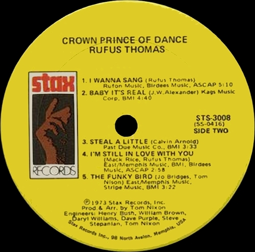 Rufus Thomas ‎: Album " Crown Prince Of Dance " Stax Records STS-3008 [ US ]