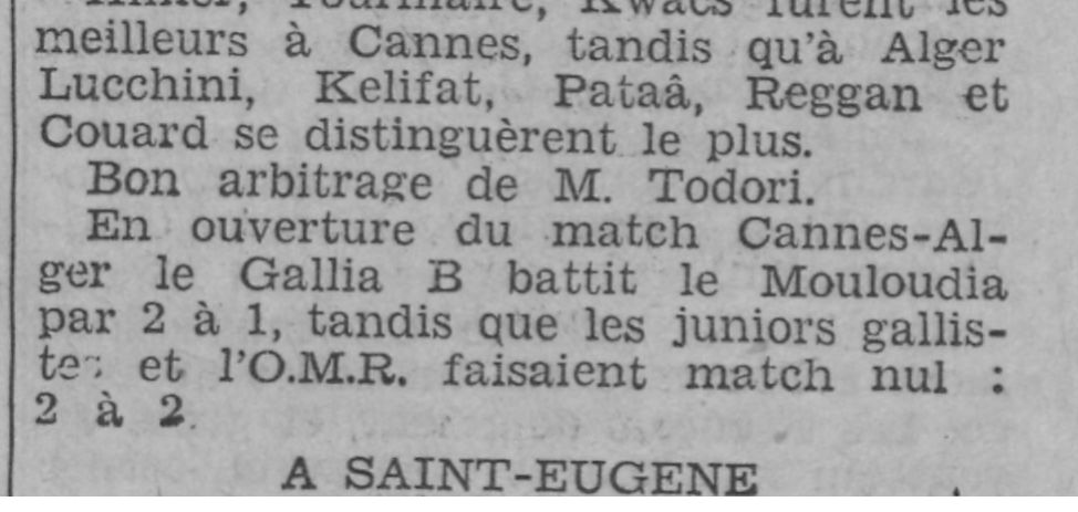 Jeudi 25.5.1933 au Municipal Amical Gallia SA-MCA 2-1