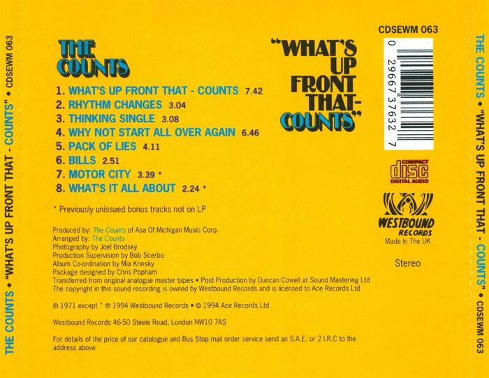 The Counts : Album " What's Up Front That-Counts " Westbound Records WB 2011 [ US ]