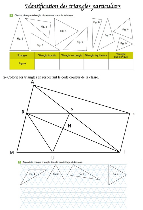 Les triangles   Exercices Série n°1
