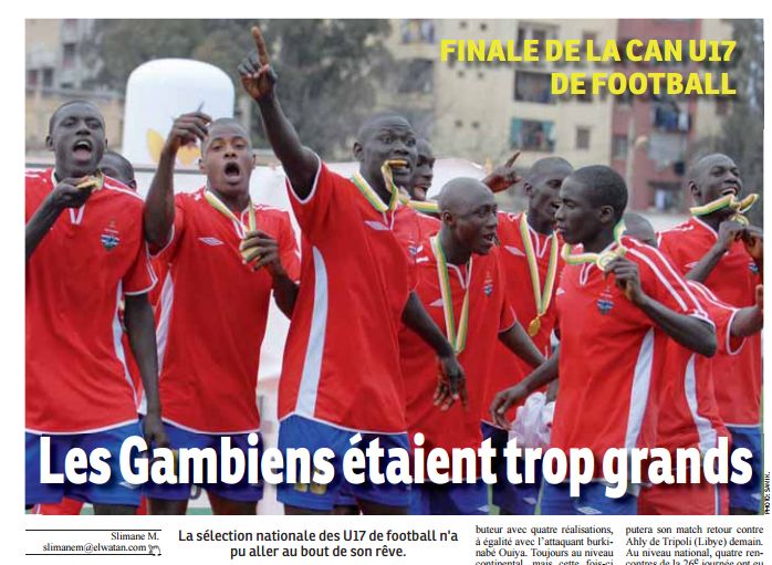 Jeudi 2.4.2009 Finale CAN U17 EN-Gambie 1-3