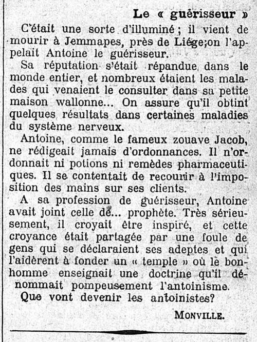 Le guérisseur (L'Univers, 10 juillet 1912)