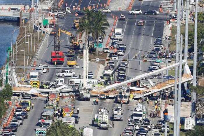 Un pont piétonnier tout neuf s'effondre à Miami