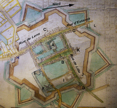 La Bassée - Plan de La Bassée vers 1660 (deleplanque.org)
