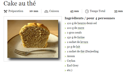 Recettes à base de thé