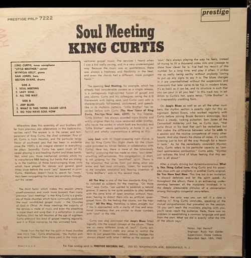 King Curtis : Album " Soul Meeting " Prestige Records PRST 7222 [ US ]