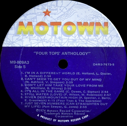 The Four Tops : Album " Anthology " Motown Records M9-809A3 [ US ]