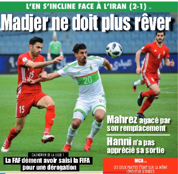 Mardi 27.3.2018 en Autriche à Graz Amical Iran-EN 2-1 avec Chaouchi