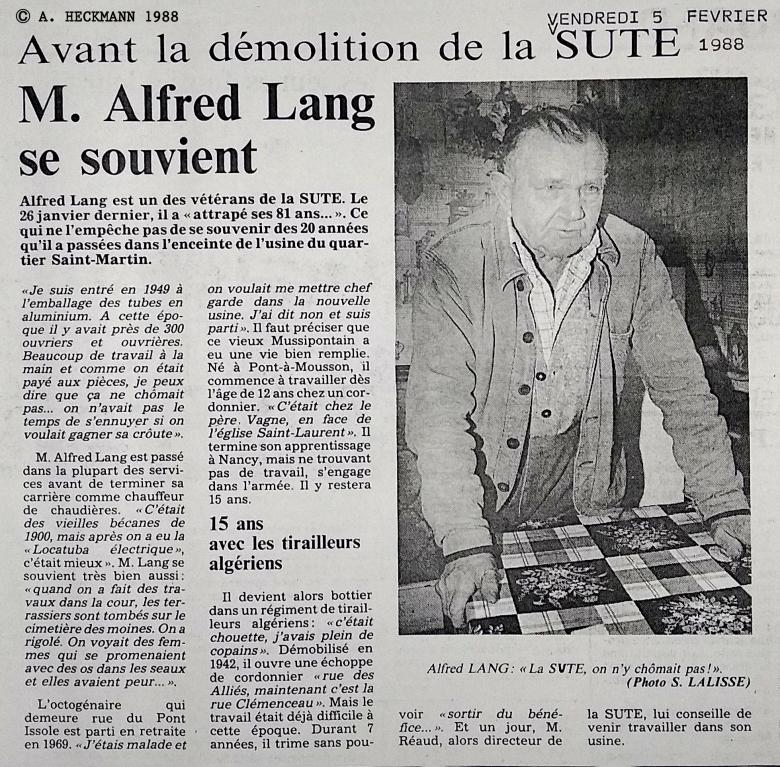 Destruction de l'ancienne S.U.T.E