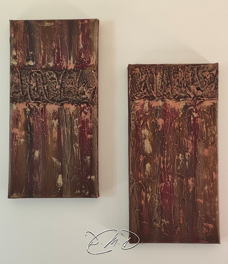 2022 - Duo  de toiles 20x40 - Enduit, acrylique et patine Libéron - CP