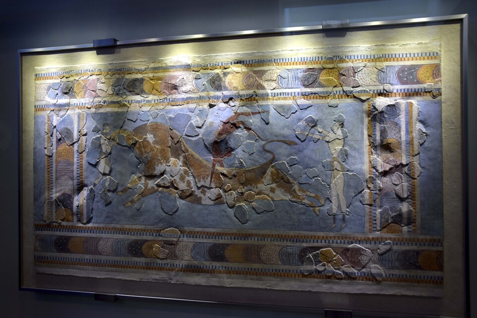 Héraklion - Musée archéo - La fresque des jeux tauromachiques