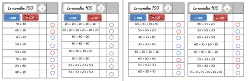 Cartes multichoix : le nombre 10 et le nombre 100