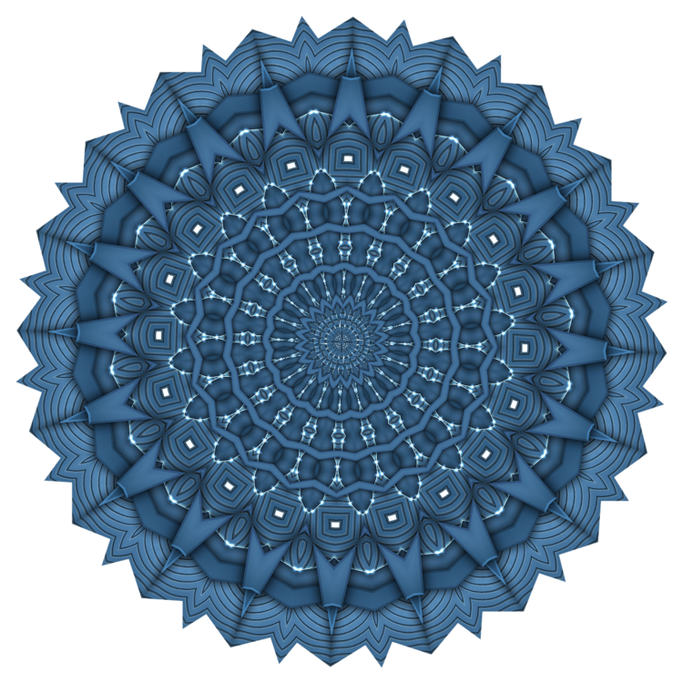 Mandalas fractale bleu avec fond ou en transparence