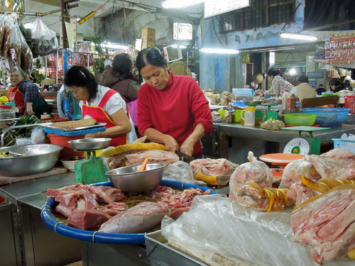 boucherie, marché de Dong Ba à Hué