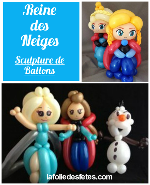 Reine des Neiges / Frozen Party : Décoration avec des sculptures de ballons ∼ Elsa et Ann