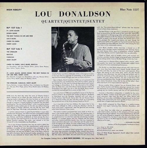 Lou Donaldson : Album " Quartet Quintet Sextet " Blue Note Records 1537 [ US ]