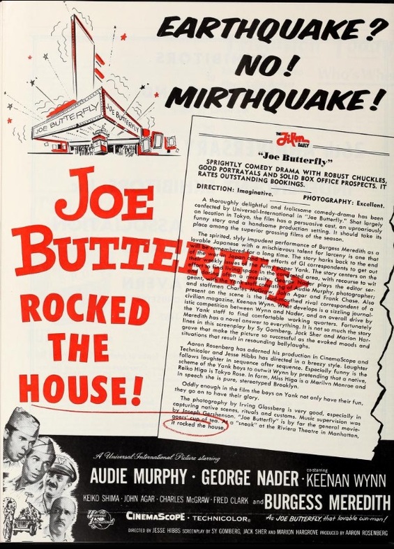 JOE BUTTERFLY BOX OFFICE USA 1957