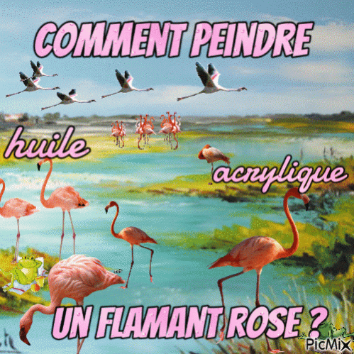 Dessin et peinture - vidéo 3504 : Comment peindre un flamant rose ? - acrylique ou huile.