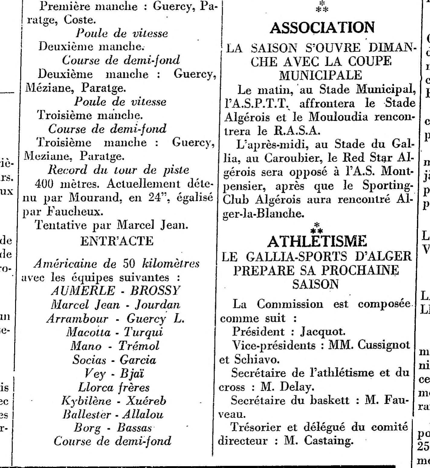 Dimanche 7.9.1930 1er tour coupe municipal RASA-MCA 3-1