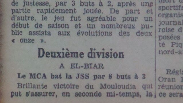 Dimanche 5.10.1930 à El Biar JS Staoueli-MCA 3-8
