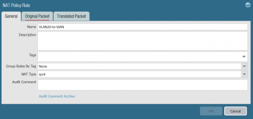 Configuration basique d'un pare-feu Palo Alto (vlan, nat, accès internet)