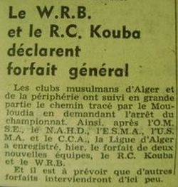 11 Mars 1956 Le MCA et les clubs Musulmans se retirent