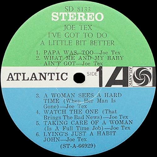 Joe Tex : Album " I've Got To Do A Little Bit Better " Atlantic Records SD 8133 [ US ]