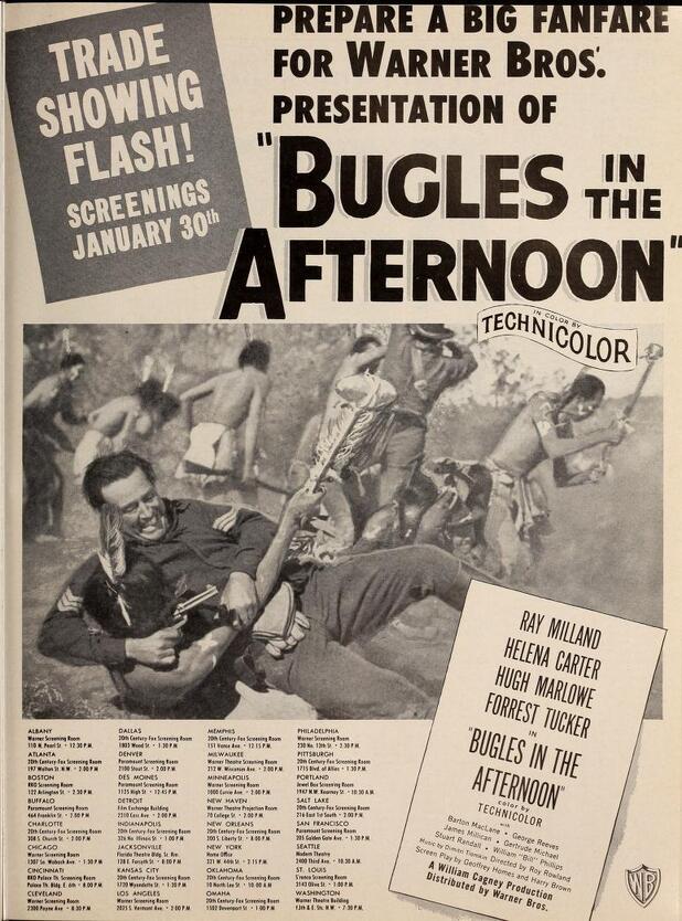 BUGLES IN THE AFTERNOON BOX OFFICE USA 1952