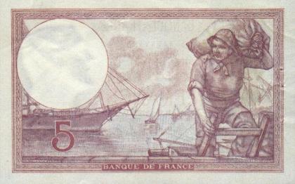 LE BILLET LE 5 FRANCS VIOLET