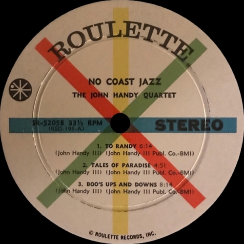 John Handy III : Album " No Coast Jazz " Roulette Records SR 52058 [ US ]