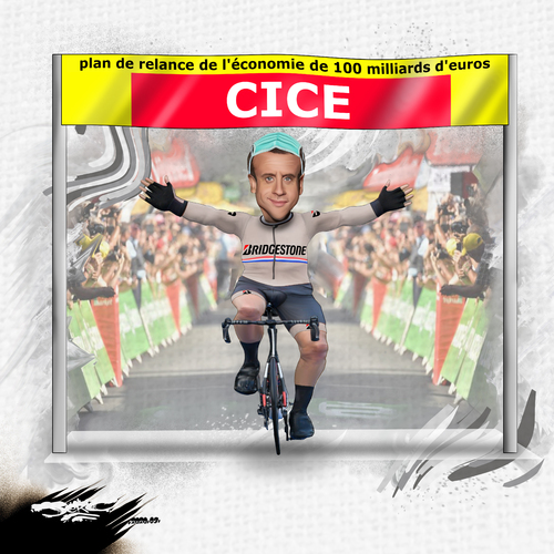 dessin de JERC et texte d’AKAKU du vendredi 18 septembre 2020 caricature Emmanuel Macron  Tour de Rance! En Marche ... ou crève www.facebook.com/jercdessin https://twitter.com/dessingraffjerc