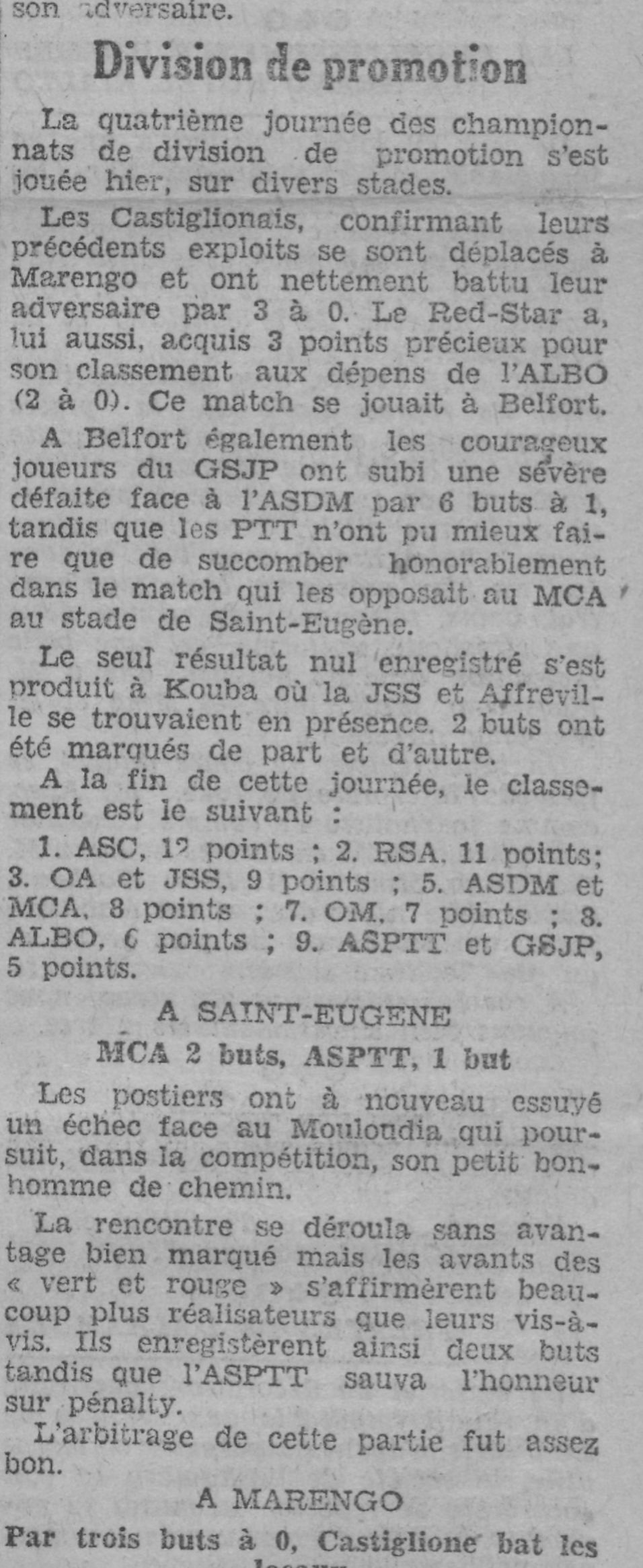 Dimanche 3.11.1929 à St Eugène ASPTT-MCA 1-2