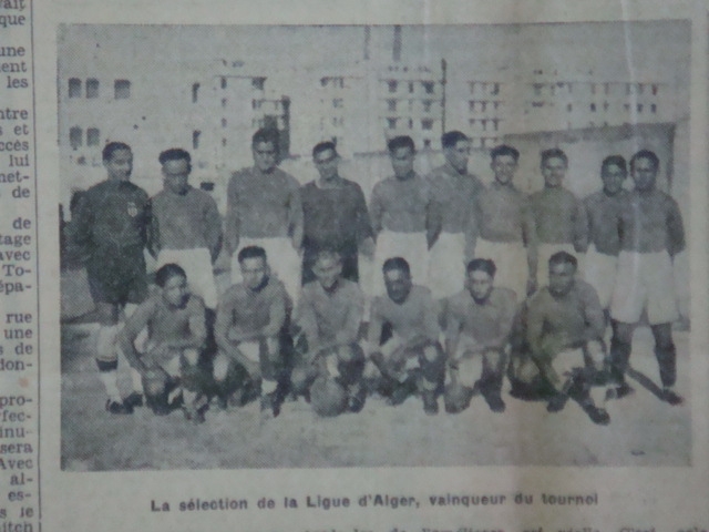 missoum avec la sélection d\'alger vainqueur du tournoi de novembre 1938, 1-1 contre tunis et 3-0 c