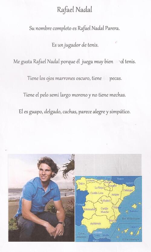 Presentaciones de Rafael Nadal por Tara, Noah y (alumnas de 404)