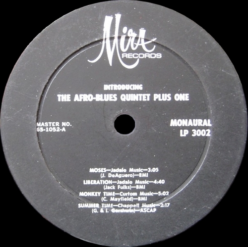 The Afro Blues Quintet Plus One : Album " Introducing " Mira Records LP 3002 [ US ]