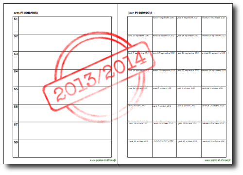 Planning des périodes 2013/2014 (zone B)