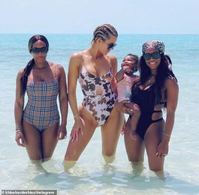 Backlash: But the reality star, pictured with daughter True and her two friends, received an outpouring of upset comments because she wore cornrows while on the beach vacation