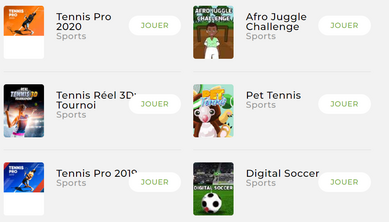 Capture de 6 jeux de sport