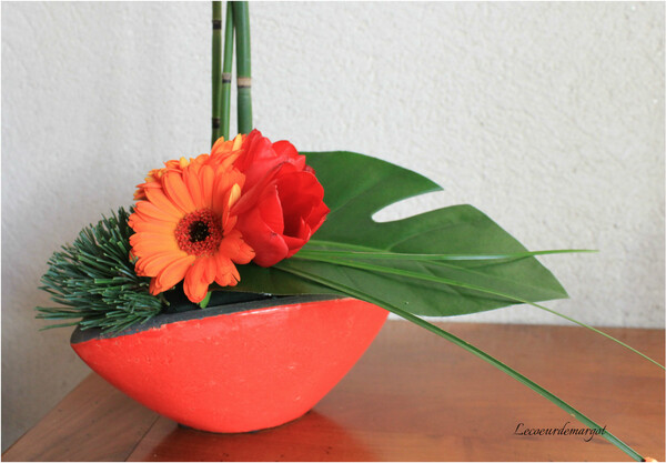 Art floral / Rouge et orange