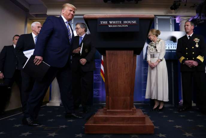 Le président américain Donald Trump lors de la conférence de presse quotidienne sur le coronavirus, le 23 mars à la Maison Blanche.