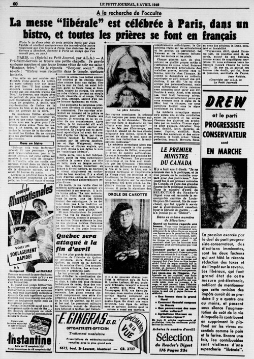 A la recherche de l'occulte (Le Petit Journal, Montréal, 3 avril 1949)(numerique.banq.qc.ca)