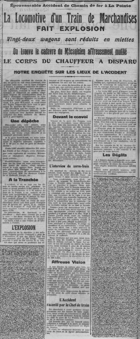 24 juin 1912, catastrophe férroviaire à la Pointe-Bouchemaine